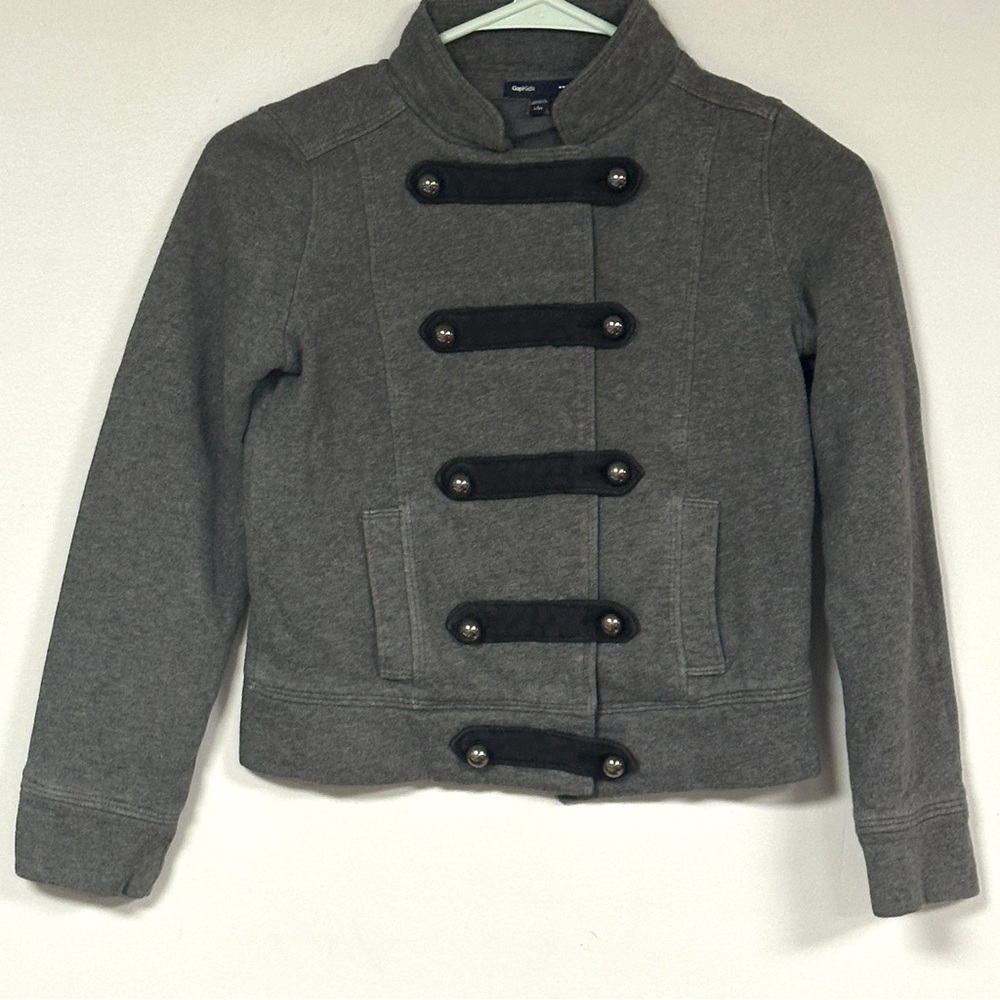 GAP Gray Kids Pea / Circus Master Jacket with Black Accents & Silver Buttons, 10